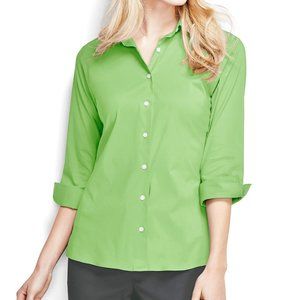 New Lands End 3/4 Slv Stretch Button Down Shirt 2 6 NWT Pale Emerald